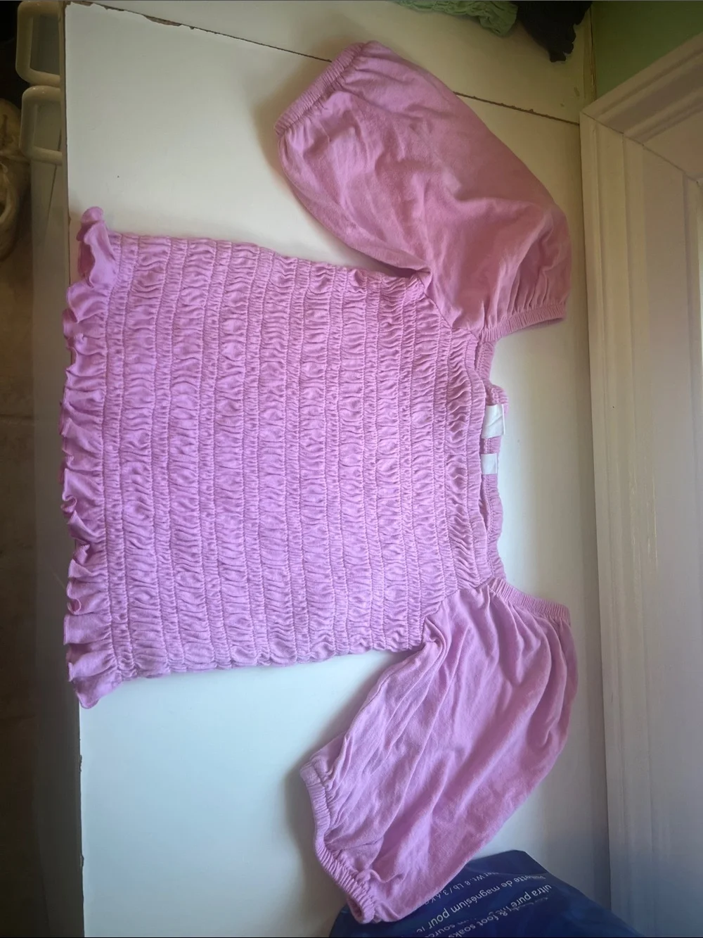 Gap-Girls Pink Smocked Puff-Sleeve Top-medium